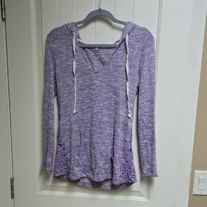 Kismet Small Women's Light Purple Hooded Top Shirt Long Sleeve